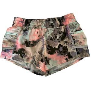Fabletics XS Women's Floral Print Athletic Shorts with Pockets Green Pink Lined